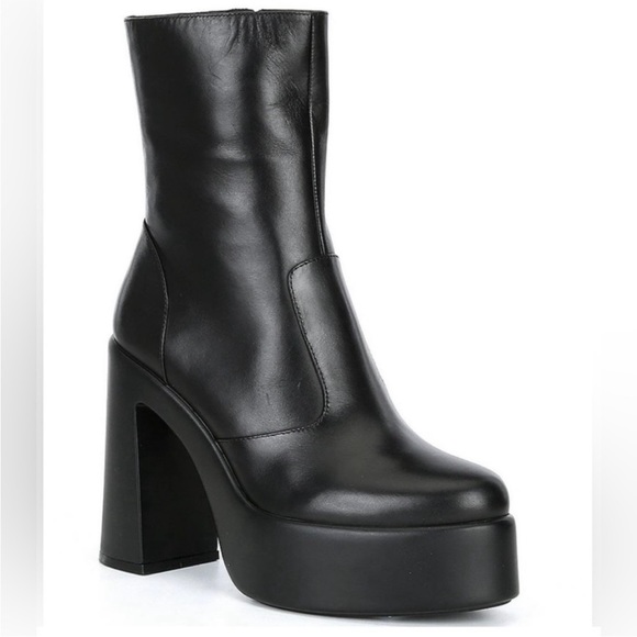 Gianni Bini Shoes - Gianni Bini Levi Tate Leather Platform Black Mid Boots